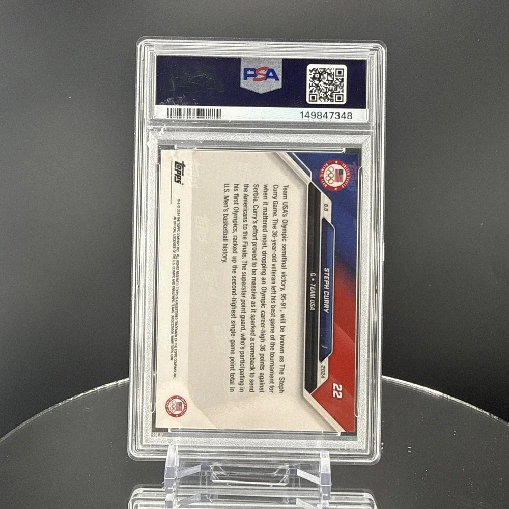 Stephen Curry 2024 Topps Now Olympics #22 Powers Team USA into Gold - PSA 9